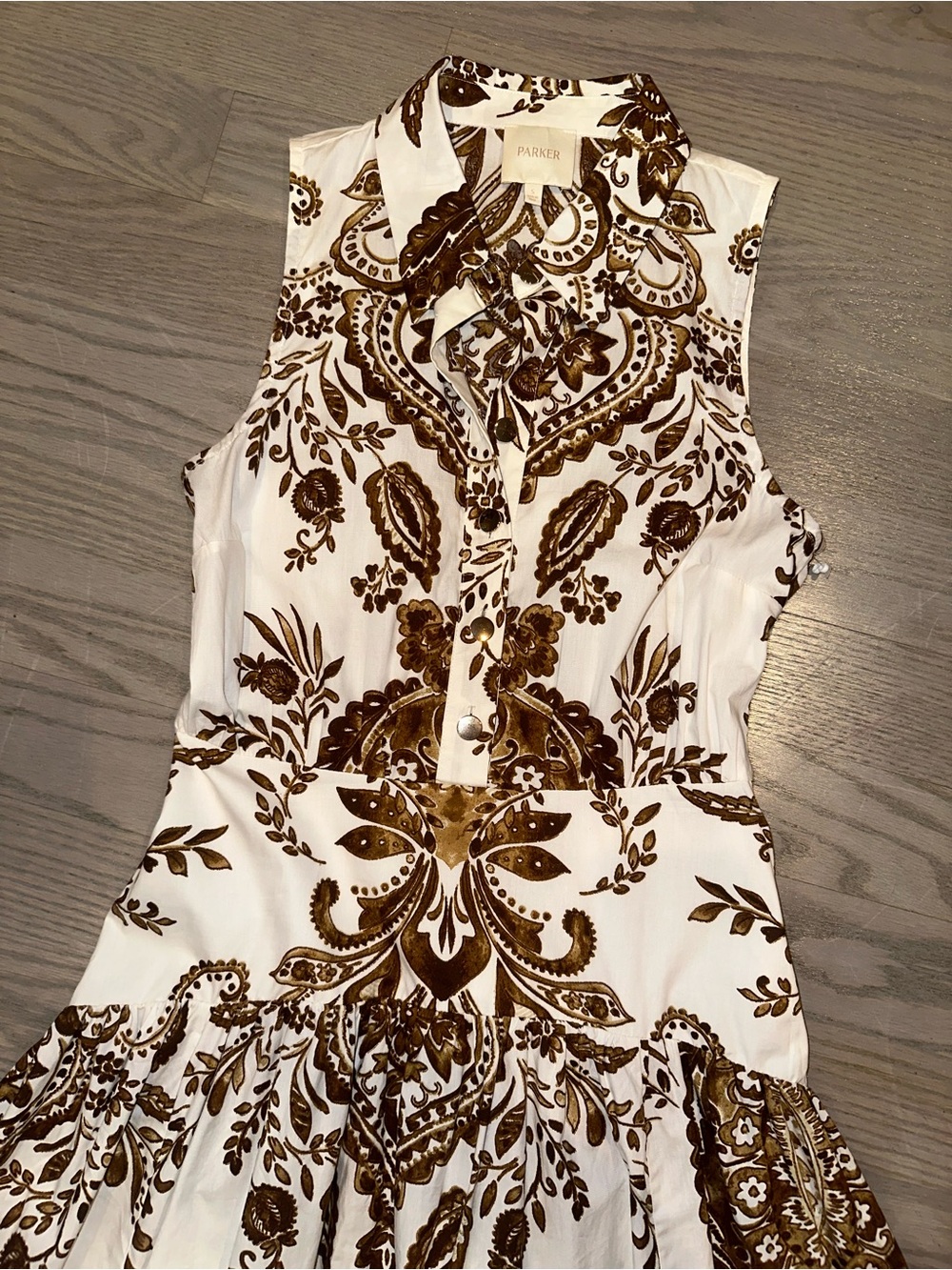 Parker Cream Maxi Dress with Brown Paisley Medallion Print - Picture 3 of 6
